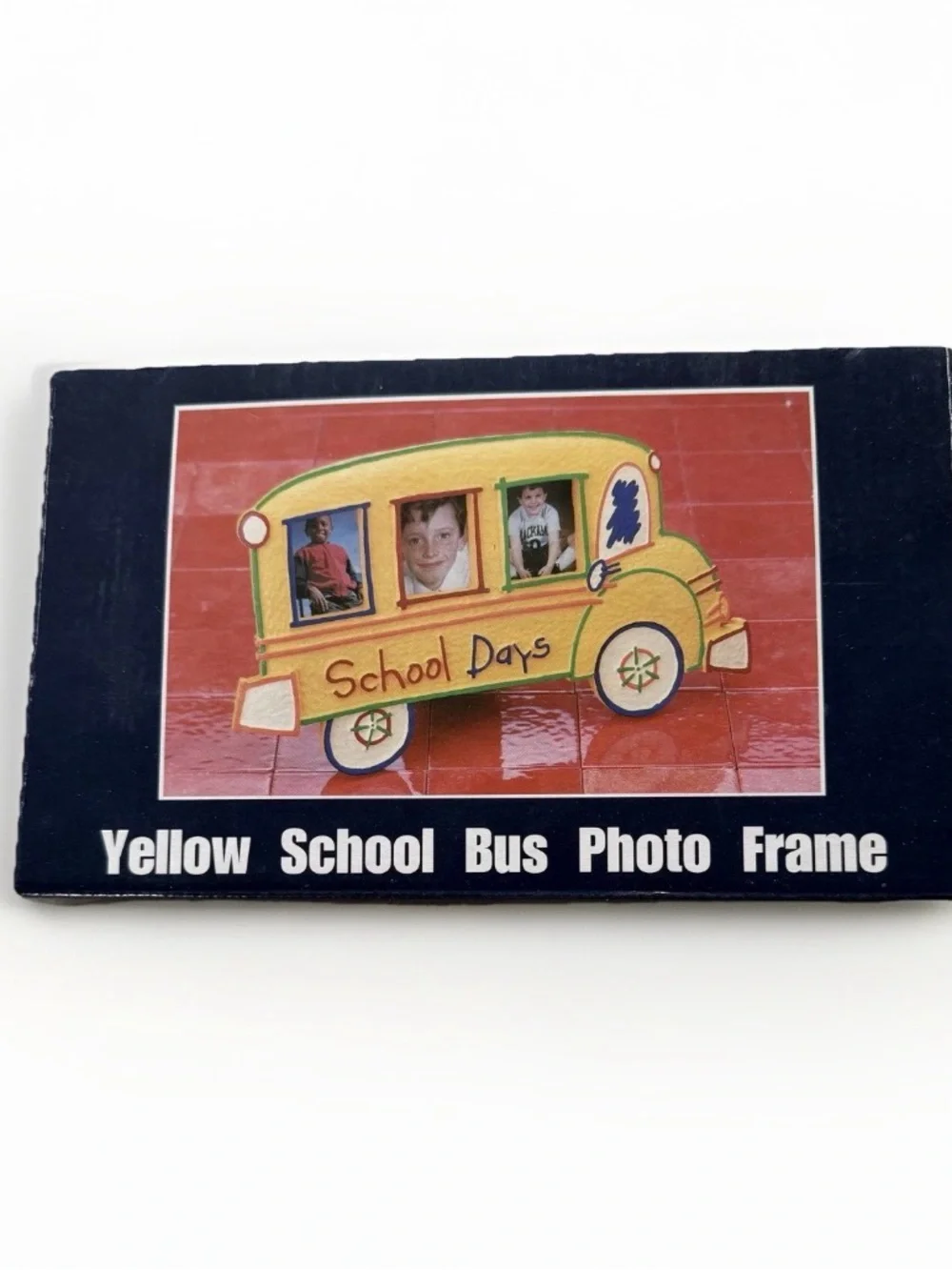 Vintage Yellow School Bus Photo Frame School Days 3 Opening K-12 Resin Tabletop